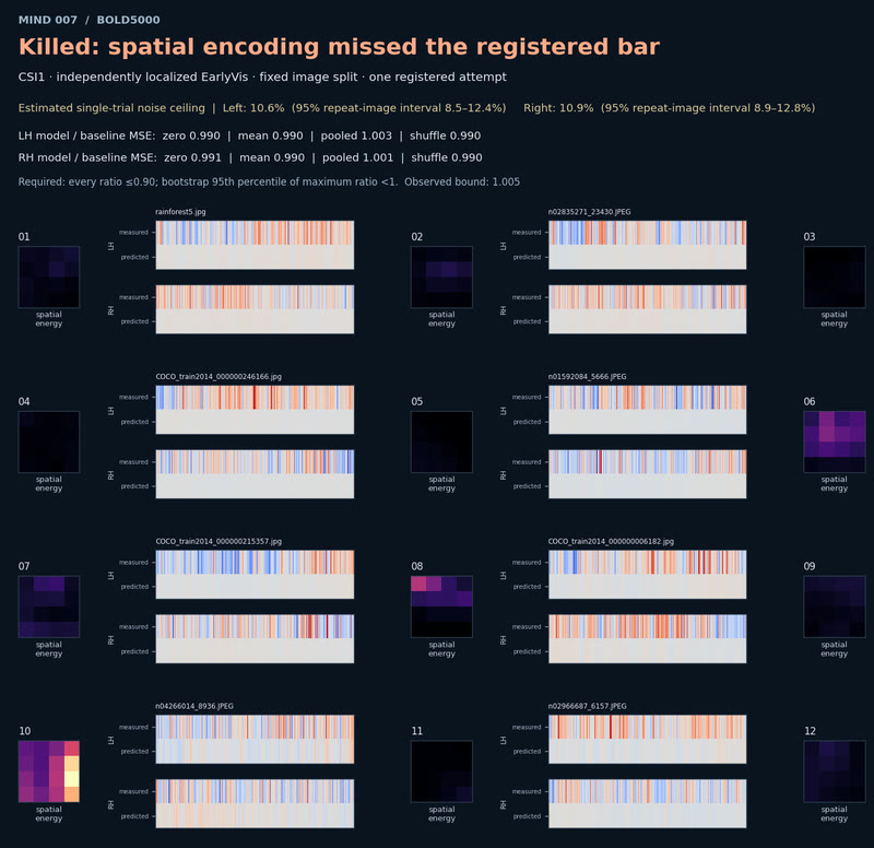 Killed: spatial encoding misses the bar.